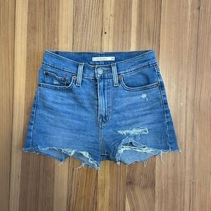 Levi’s High Rise 501 Distressed Denim Shorts